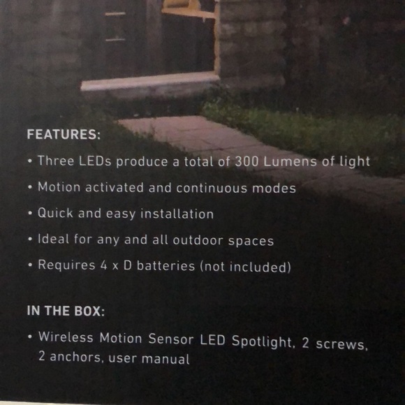 NEW Sharper Image Wireless Motion Sensor LED Spotlight-300 Lumens-Black - Picture 9 of 16